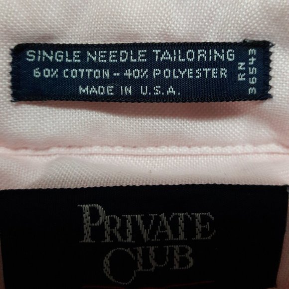 Private Club Men's Long Sleeve Shirt Size:16 - Picture 4 of 4